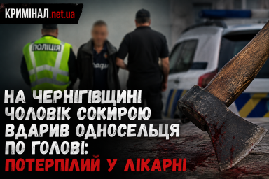 На Чернігівщині чоловік сокирою вдарив односельця по голові: потерпілий у лікарні