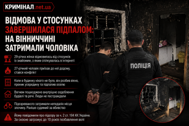 Відмова у стосунках завершилася підпалом: на Вінниччині затримали чоловіка