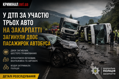 У ДТП за участю трьох авто на Закарпатті загинули двоє пасажирок автобуса