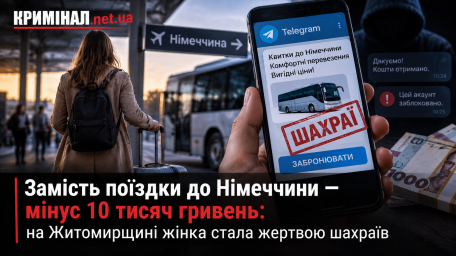 Замість поїздки до Німеччини &mdash; мінус 10 тисяч гривень: на Житомирщині жінка стала жертвою шахраїв