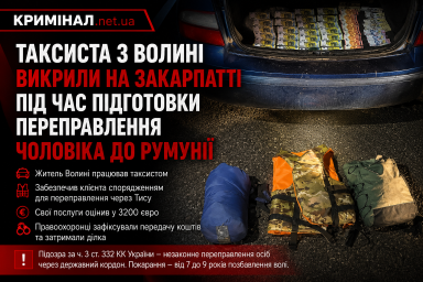 Таксиста з Волині викрили на Закарпатті під час підготовки переправлення чоловіка до Румунії Таксиста з Волині викрили на Закарпатті під час підготовки переправлення чоловіка до Румунії