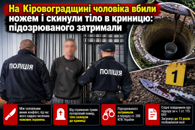 На Кіровоградщині чоловіка вбили ножем і скинули тіло в криницю: підозрюваного затримали