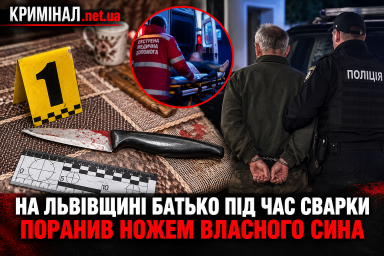 На Львівщині батько під час сварки поранив ножем власного сина