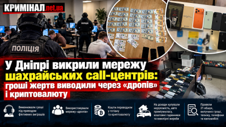 У Дніпрі викрили мережу шахрайських call-центрів: гроші жертв виводили через &laquo;дропів&raquo; і криптовалюту