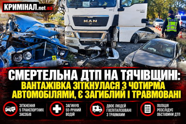 Смертельна ДТП на Тячівщині: вантажівка зіткнулася з чотирма автомобілями, є загиблий і травмовані