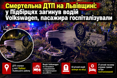Смертельна ДТП на Львівщині: у Підбірцях загинув водій Volkswagen, пасажира госпіталізували