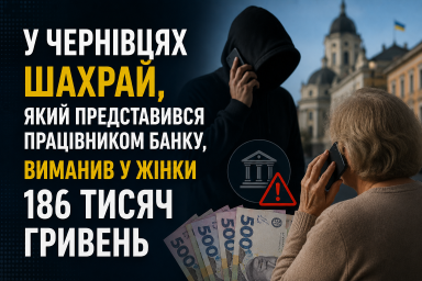 У Чернівцях шахрай, який представився працівником банку, виманив у жінки 186 тисяч гривень