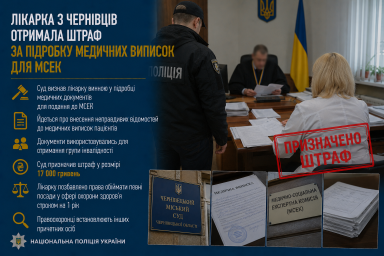 Лікарка з Чернівців отримала штраф за підробку медичних виписок для МСЕК