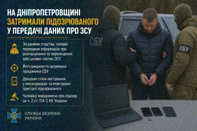 На Дніпропетровщині затримали підозрюваного у передачі даних про ЗСУ