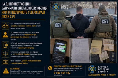 На Дніпропетровщині затримали військовослужбовця, якого підозрюють у держзраді після СЗЧ На Дніпропетровщині затримали військовослужбовця, якого підозрюють у держзраді після СЗЧ