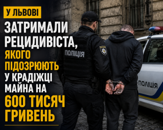 У Львові затримали рецидивіста, якого підозрюють у крадіжці майна на 600 тисяч гривень