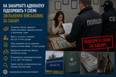 На Закарпатті адвокатку підозрюють у схемі звільнення військових за хабарі