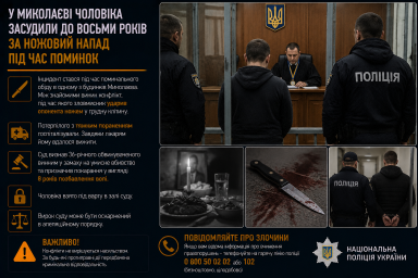 У Миколаєві чоловіка засудили до восьми років за ножовий напад під час поминок