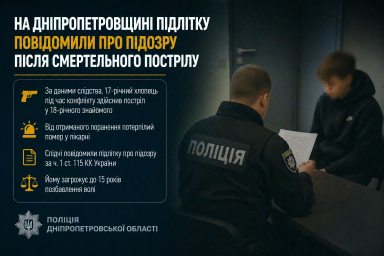 На Дніпропетровщині підлітку повідомили про підозру після смертельного пострілу