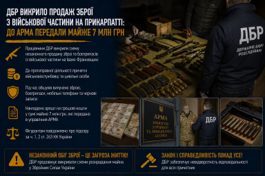 ДБР викрило продаж зброї з військової частини на Прикарпатті: до АРМА передали майже 7 млн грн