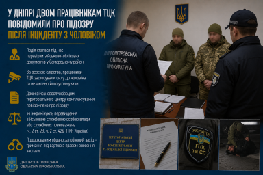 У Дніпрі двом працівникам ТЦК повідомили про підозру після інциденту з чоловіком