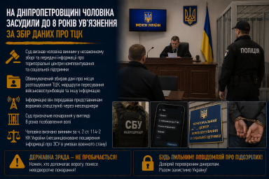 На Дніпропетровщині чоловіка засудили до 8 років ув&rsquo;язнення за збір даних про ТЦК