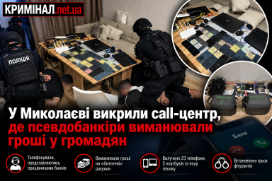 У Миколаєві викрили call-центр, де псевдобанкіри виманювали гроші у громадян