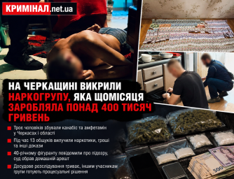 На Черкащині викрили наркогрупу, яка щомісяця заробляла понад 400 тисяч гривень На Черкащині викрили наркогрупу, яка щомісяця заробляла понад 400 тисяч гривень