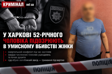 У Харкові 52-річного чоловіка підозрюють в умисному вбивстві жінки У Харкові 52-річного чоловіка підозрюють в умисному вбивстві жінки