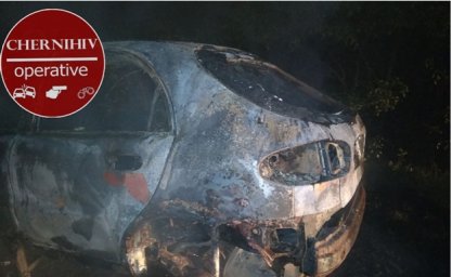 В Чернигове на трассе М01 сгорел автомобиль. Появилось видео