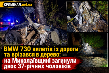 BMW 730 вилетів із дороги та врізався в дерево: на Миколаївщині загинули двоє 37-річних чоловіків