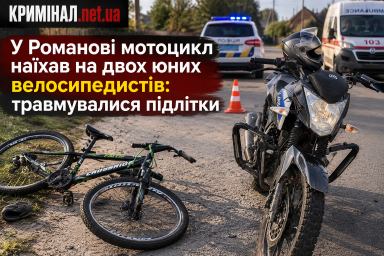 У Романові мотоцикл наїхав на двох юних велосипедистів: травмувалися підлітки