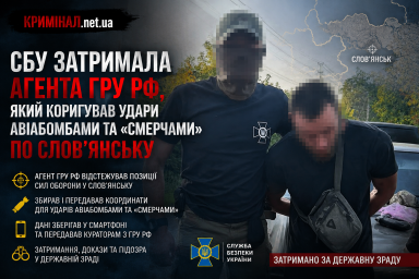 СБУ затримала агента гру рф, який коригував удари авіабомбами та &laquo;Смерчами&raquo; по Слов&rsquo;янську