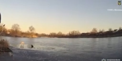 У Калинівці патруль поліції і військових врятував чоловіка з собакою, які провалився у воду. З’явило