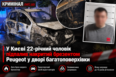 У Києві 22-річний чоловік підпалив накритий брезентом Peugeot у дворі багатоповерхівки