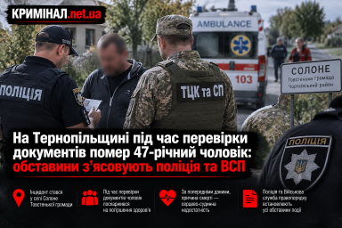 На Тернопільщині під час перевірки документів помер 47-річний чоловік: обставини з&rsquo;ясовують поліція та ВСП