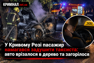 У Кривому Розі пасажир намагався задушити таксиста: авто врізалося в дерево та загорілося