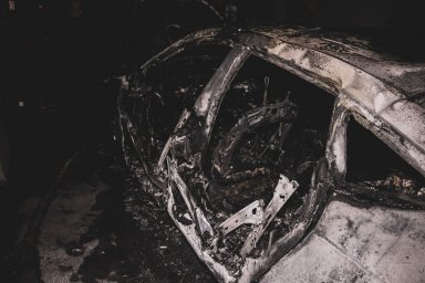Ночью в центре Киева сгорела иномарка. Появилось видео