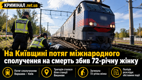 На Київщині потяг міжнародного сполучення на смерть збив 72-річну жінку