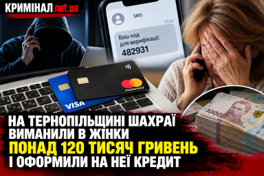 На Тернопільщині шахраї виманили в жінки понад 120 тисяч гривень і оформили на неї кредит