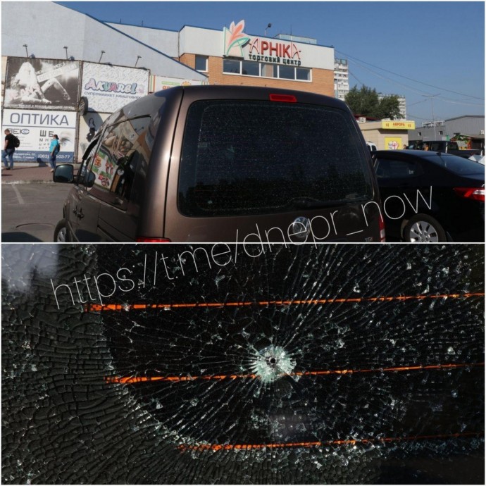 В Днепре возле ТЦ «Арника» обстреляли Volkswagen