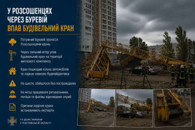 У Розсошенцях через буревій впав будівельний кран