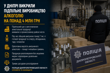 У Дніпрі викрили підпільне виробництво алкоголю на понад 4 млн грн