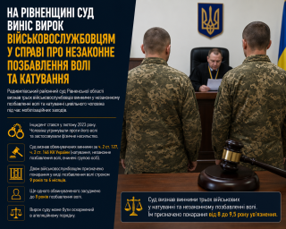 На Рівненщині суд виніс вирок військовослужбовцям у справі про незаконне позбавлення волі та катування