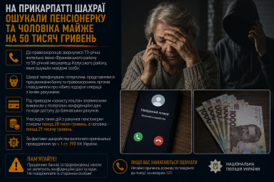 На Прикарпатті шахраї ошукали пенсіонерку та чоловіка майже на 50 тисяч гривень