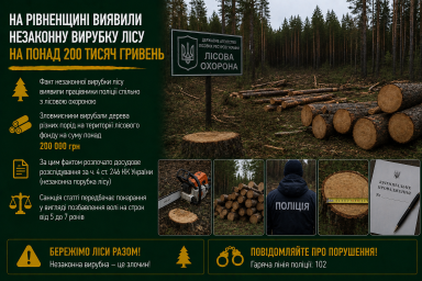 На Рівненщині виявили незаконну вирубку лісу на понад 200 тисяч гривень