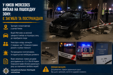 У Києві Mercedes виїхав на пішохідну зону: є загиблі та постраждалі