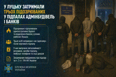 У Луцьку затримали трьох підозрюваних у підпалах адмінбудівель і банків