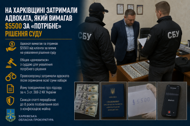 На Харківщині затримали адвоката, який вимагав $5500 за &laquo;потрібне&raquo; рішення суду