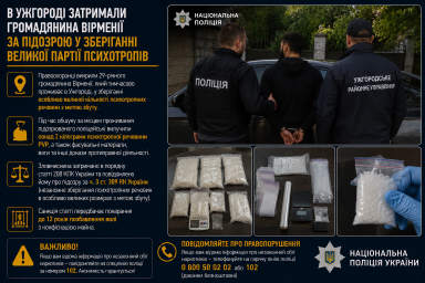 В Ужгороді затримали громадянина Вірменії за підозрою у зберіганні великої партії психотропів