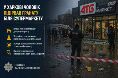 У Харкові чоловік підірвав гранату біля супермаркету