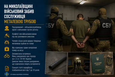 На Миколаївщині військовий забив сослуживця металевою трубою