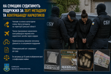 На Сумщині судитимуть подружжя за збут метадону та контрабанду наркотиків