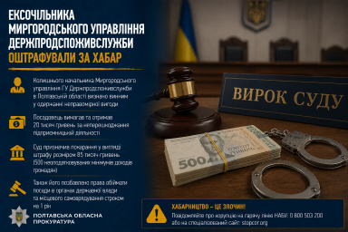 Ексочільника Миргородського управління Держпродспоживслужби оштрафували за хабар