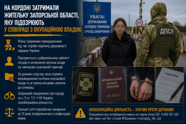 На кордоні затримали жительку Запорізької області, яку підозрюють у співпраці з окупаційною владою На кордоні затримали жительку Запорізької області, яку підозрюють у співпраці з окупаційною владою